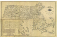 Massachusetts 1844 Borden - Old State Map Reprint