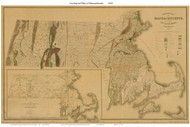 Massachusetts 1844 Hitchcock - Old State Map Custom Print