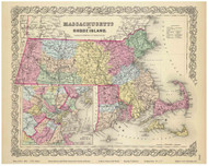 Massachusetts 1856 Colton - Old State Map Reprint