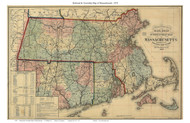 Massachusetts 1879 Williams - Old State Map Reprint
