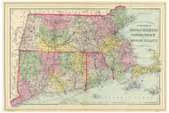 Massachusetts 1890 Gamble - Old State Map Reprint
