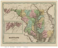 Maryland 1838 Bradford - Old State Map Reprint