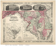 Maryland 1864 Johnson - Old State Map Reprint