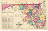 Maryland 1873 Gray - Old State Map Reprint
