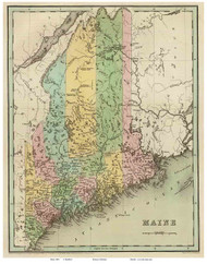 Maine 1838 Bradford - Old State Map Reprint