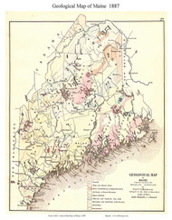 Maine 1887 Hitchcock - Old State Map Reprint