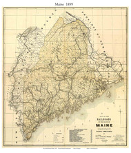 Maine 1899 Railroad Commionsioners - Old State Map Reprint