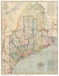 Maine 1900 Cram - Old State Map Reprint