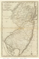 New Jersey 1796 Carey - Old State Map Reprint