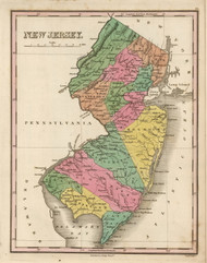 New Jersey 1824 Finley - Old State Map Reprint