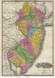 New Jersey 1834 Finley - Old State Map Reprint