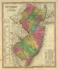 New Jersey 1836 Tanner - Old State Map Reprint