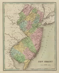 New Jersey 1838 Bradford - Old State Map Reprint
