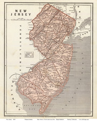 New Jersey 1845 Gordon - Old State Map Reprint