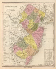 New Jersey 1845 Tanner - Old State Map Reprint