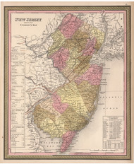 New Jersey 1850 Mitchell - Old State Map Reprint