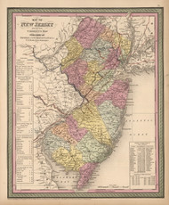 New Jersey 1853 Mitchell - Old State Map Reprint