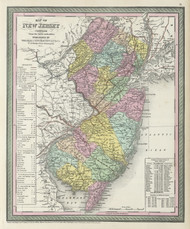 New Jersey 1855 Mitchell - Old State Map Reprint