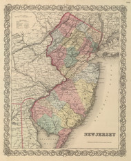 New Jersey 1857 Colton - Old State Map Reprint