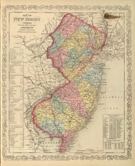 New Jersey 1859 Mitchell - Old State Map Reprint