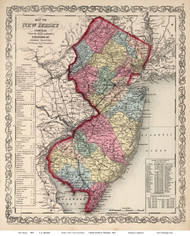 New Jersey 1860 Mitchell - Old State Map Reprint