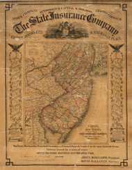 New Jersey 1863 Colton - Old State Map Reprint