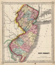 New Jersey 1865 Schonberg - Old State Map Reprint