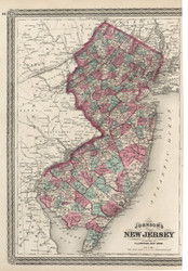 New Jersey 1870 Johnson - Old State Map Reprint