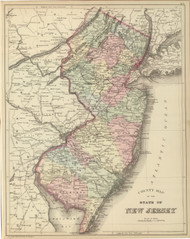 New Jersey 1882 Mitchell - Old State Map Reprint