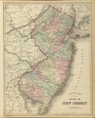 New Jersey 1886 Mitchell - Old State Map Reprint