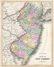 New Jersey 1887 Bradley - Old State Map Reprint