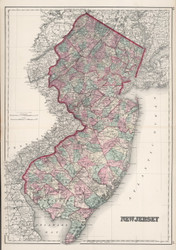 New Jersey 1888 Colton - Old State Map Reprint