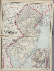 New Jersey 1889 Cram - Old State Map Reprint