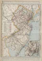 New Jersey 1901 Cram - Old State Map Reprint