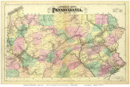 Pennsylvania 1872 Gary - Old State Map Reprint