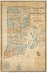 Rhode Island 1831 Stevens - Old State Map Reprint