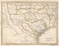 Texas 1835 Bradford - Old State Map Reprint