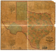 Texas 1858a Pressler - Old State Map Reprint