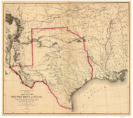 Texas 1859 Warren - Old State Map Reprint
