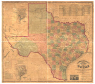 Texas 1862 Pressler - Old State Map Reprint