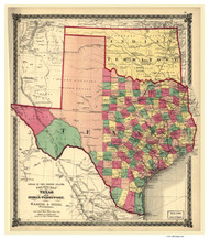 Texas 1875 Lloyd - Old State Map Reprint