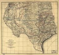 Texas 1899 Selden & Johnson - Old State Map Reprint