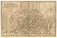 Virginia 1827 Boye - Old State Map Reprint