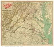 Virginia 1892 C&O R.R.  - Old State Map Reprint