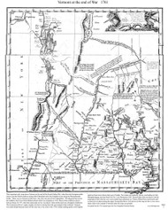 Vermont 1761 - Blanchard & Langdon - Old State Map Custom Print