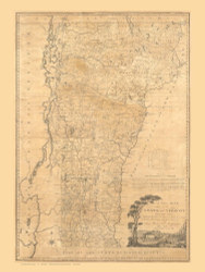 Vermont 1796 - Whitelaw - Old State Map Reprint