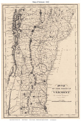 Vermont 1842 - Thompson - Old State Map Reprint