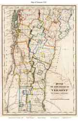 Vermont 1854 - Thompson - Old State Map Reprint