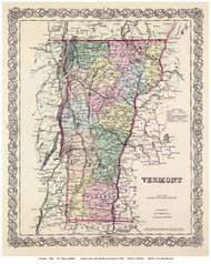 Vermont 1856 - Colton - Old State Map Reprint