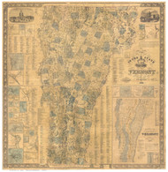 Vermont 1860 - Walling - Old State Map Reprint